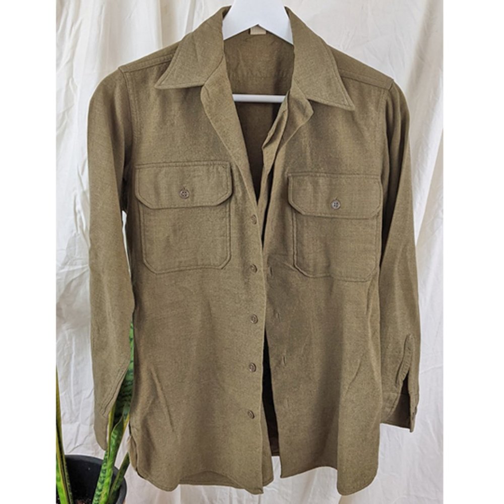 VINTAGE WWII Military Issue Button Up Shirt